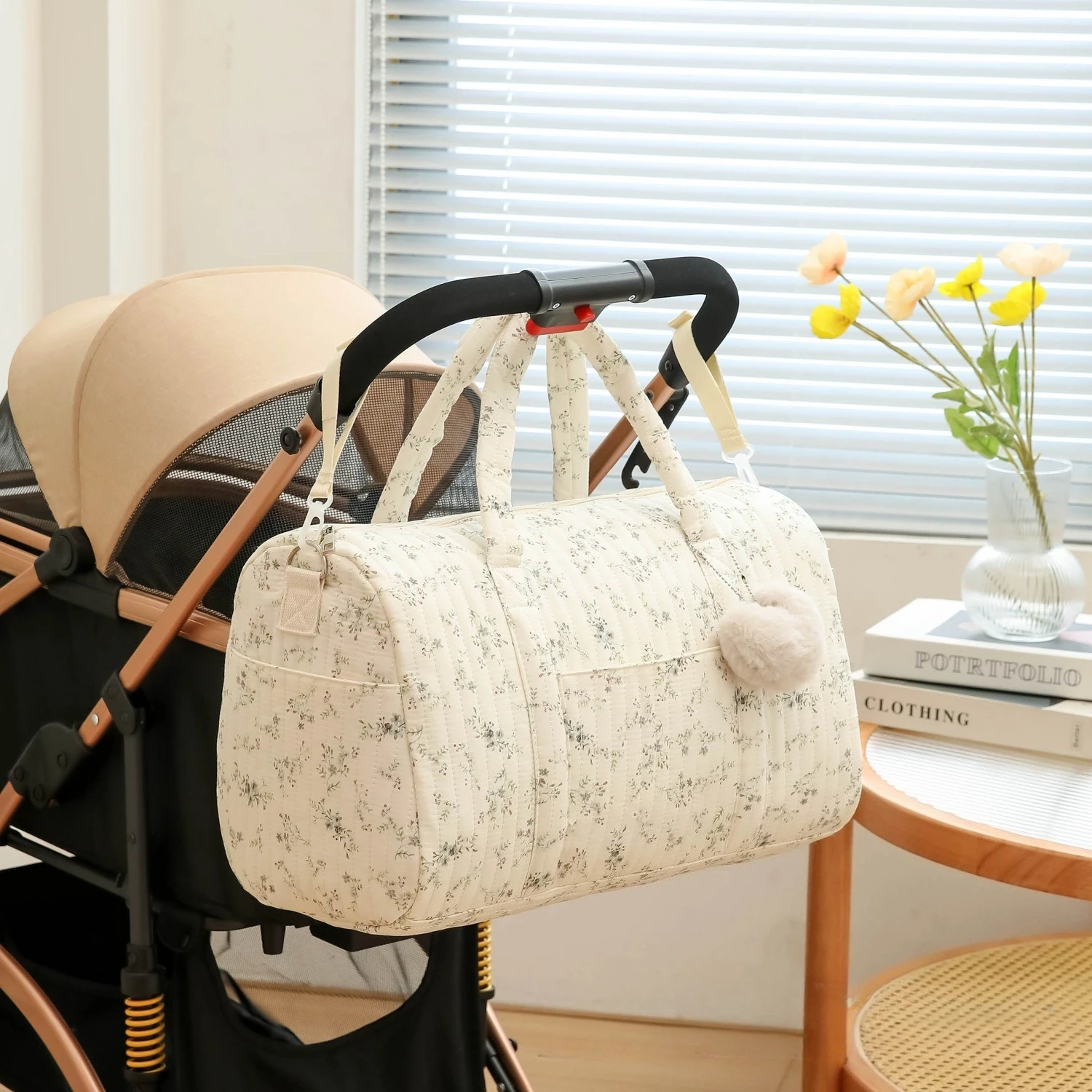 Embroidery Floral Mommy Bag La - đánh giá và giá Baby Clothing Hamper